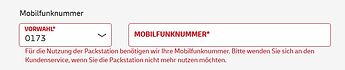 DHL Kundenkonto - Mobilfunkrufnummer